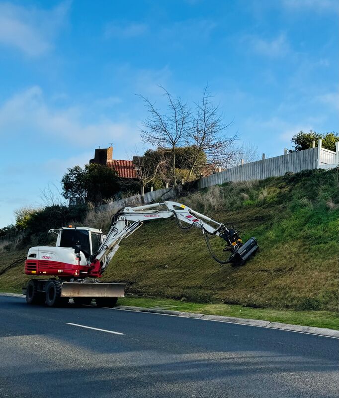 Takeuchi Excavator Roadside Mowing