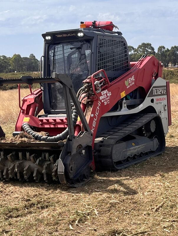 Takeuchi Forestry Skid Steer used with various attachments including mulcher or slasher